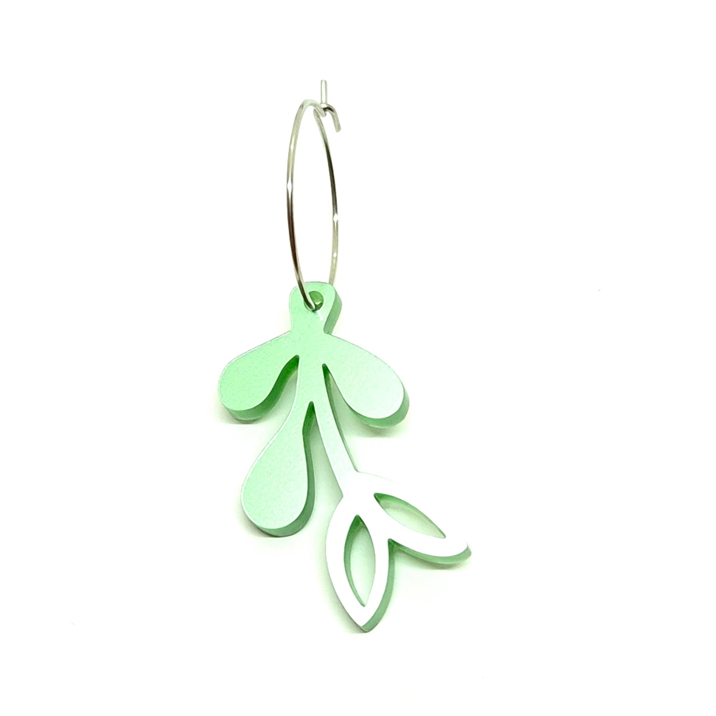 ÖRHÄNGE MINI BOTANICS HÖGER METALLIC PALE GREEN
