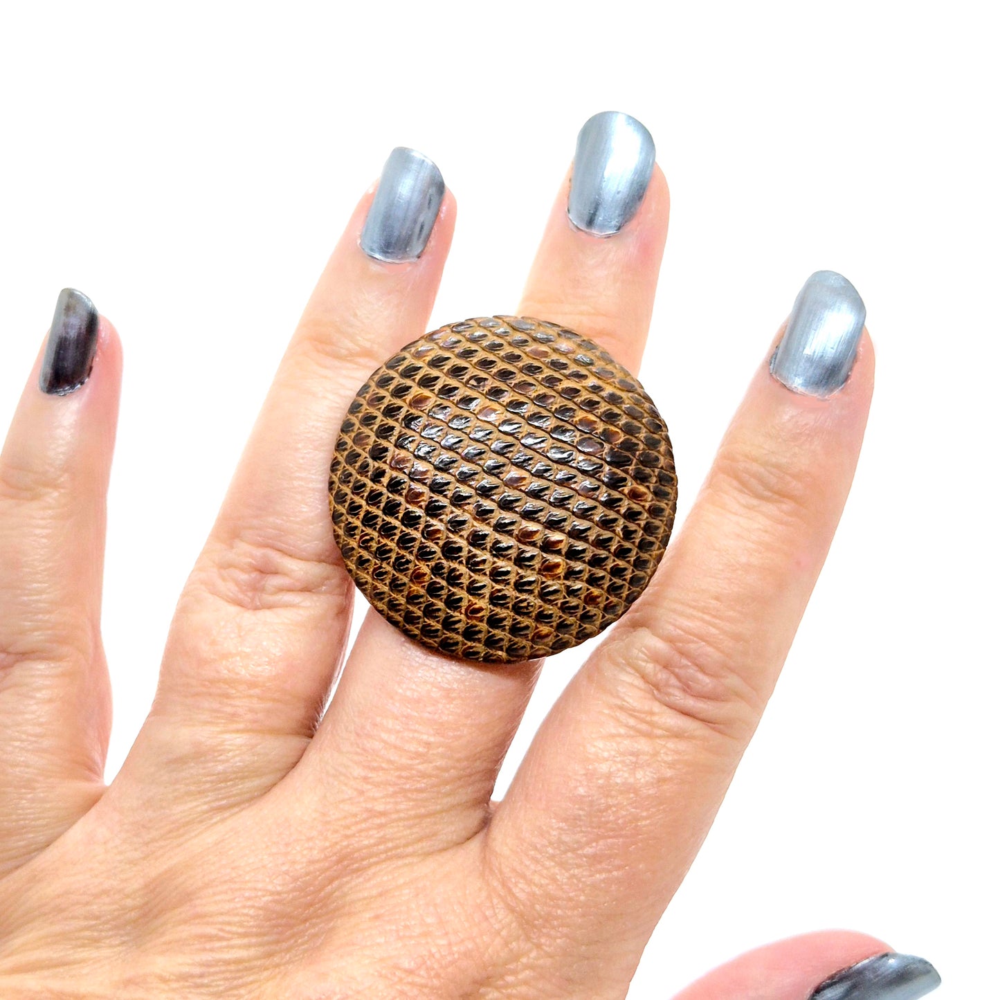 RING KNAPPAR LÄDER BRUN