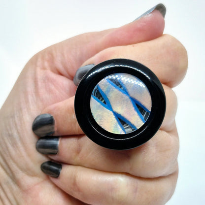 RING KNAPPAR BLÅ RUTOR