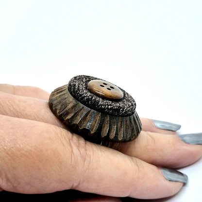 RING KNAPPAR TRÄ & TYG