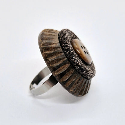 RING KNAPPAR TRÄ & TYG